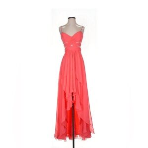 Cache Asymmetrical High Low Dress Formal Gown Vintage 90s y2k fairy Flowy Coral
